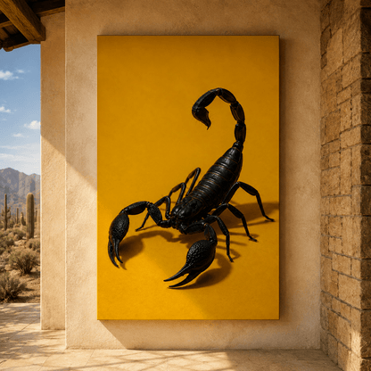 Black Scorpion Wrapped Canvas Wall Art – Bold Desert Arachnid Wildlife Print - ART OF ROYALS