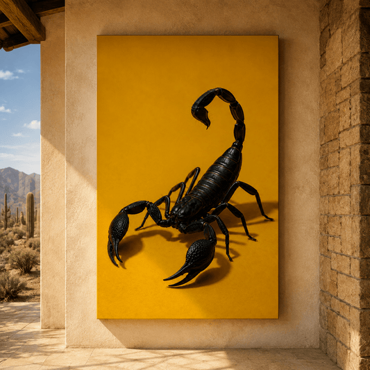 Black Scorpion Wrapped Canvas Wall Art – Bold Desert Arachnid Wildlife Print - ART OF ROYALS