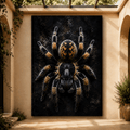 Orange and Black Tarantula Wrapped Canvas Wall Art – Dark Spider Wildlife Print