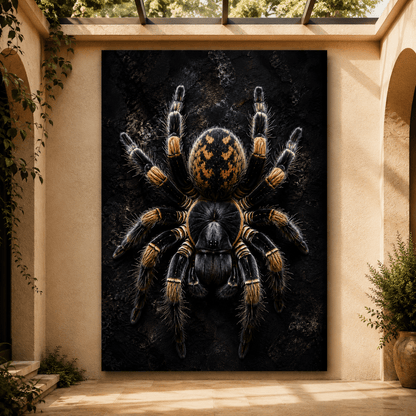 Orange and Black Tarantula Wrapped Canvas Wall Art – Dark Spider Wildlife Print - ART OF ROYALS
