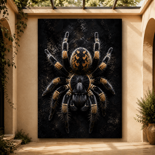 Orange and Black Tarantula Wrapped Canvas Wall Art – Dark Spider Wildlife Print - ART OF ROYALS