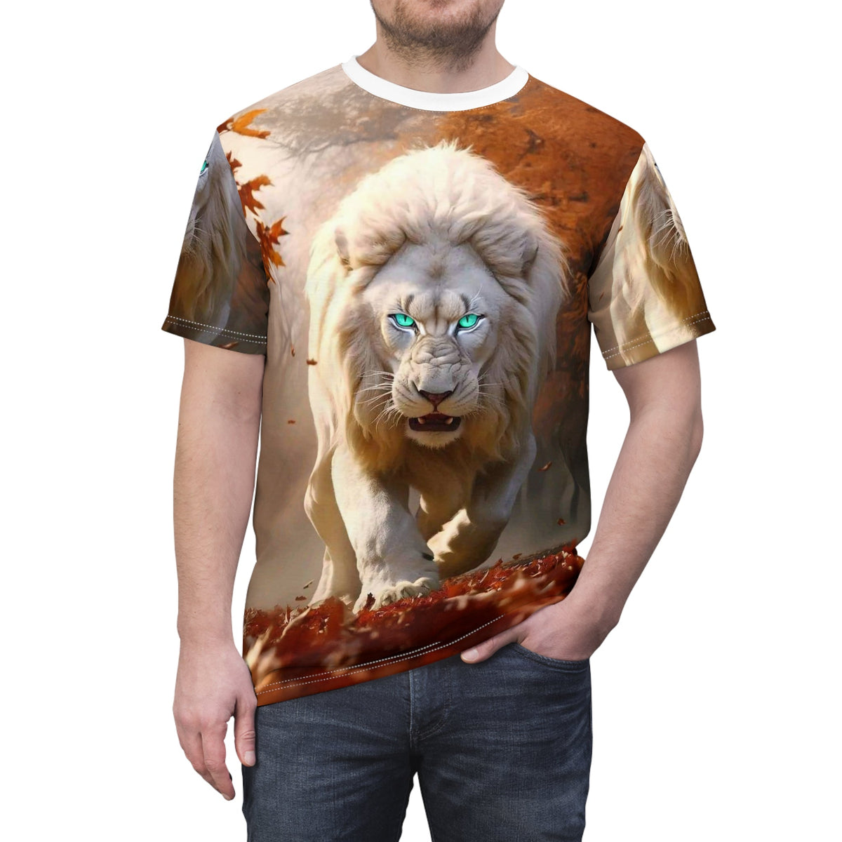 Fierce White Lion – Autumn Warrior T-Shirt - ART OF ROYALS