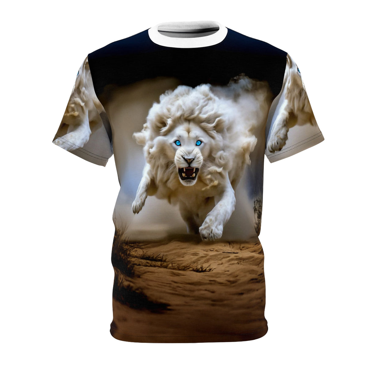 Fierce White Lion Power All-Over Print T-Shirt - ART OF ROYALS