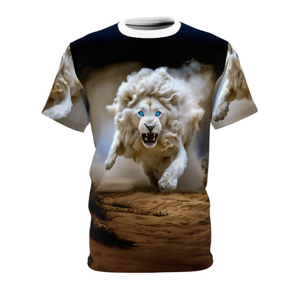 Fierce White Lion Power All-Over Print T-Shirt - ART OF ROYALS