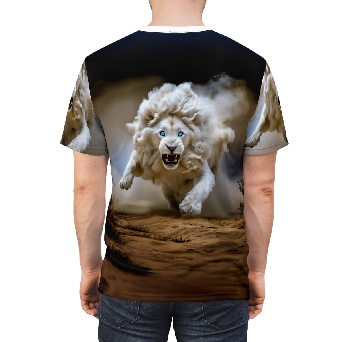 Fierce White Lion Power All-Over Print T-Shirt - ART OF ROYALS