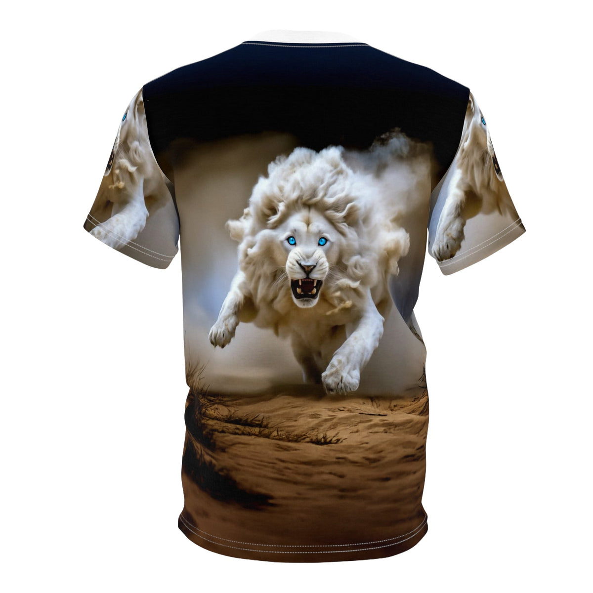 Fierce White Lion Power All-Over Print T-Shirt - ART OF ROYALS