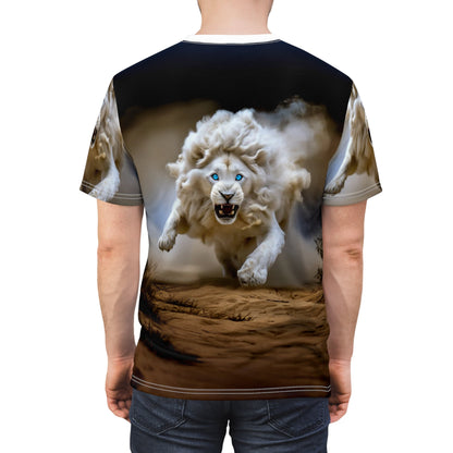 Fierce White Lion Power All-Over Print T-Shirt - ART OF ROYALS