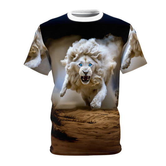 Fierce White Lion Power All-Over Print T-Shirt - ART OF ROYALS