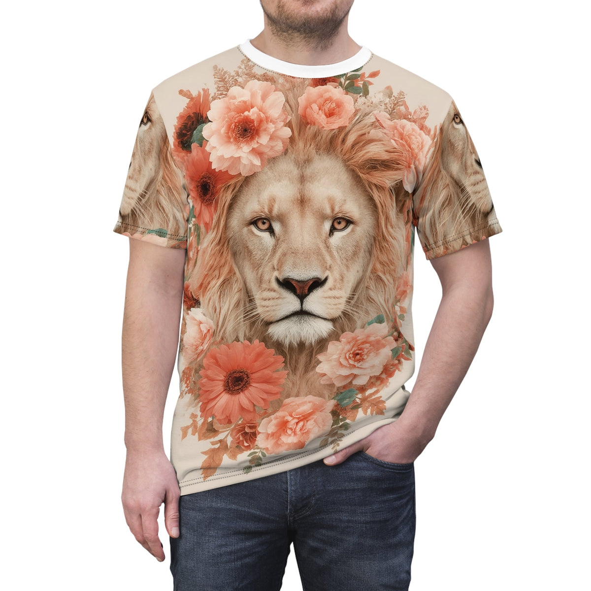 🌸 Floral King Lion – Grace & Power T-Shirt - ART OF ROYALS