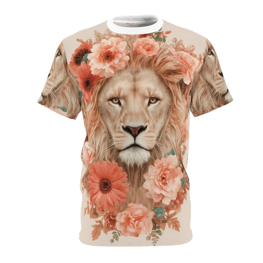 🌸 Floral King Lion – Grace & Power T-Shirt - ART OF ROYALS