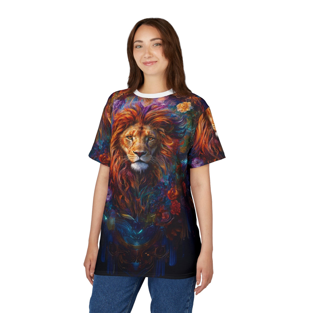 🌺 Floral Majesty Lion – Artistic Royal T-Shirt - ART OF ROYALS