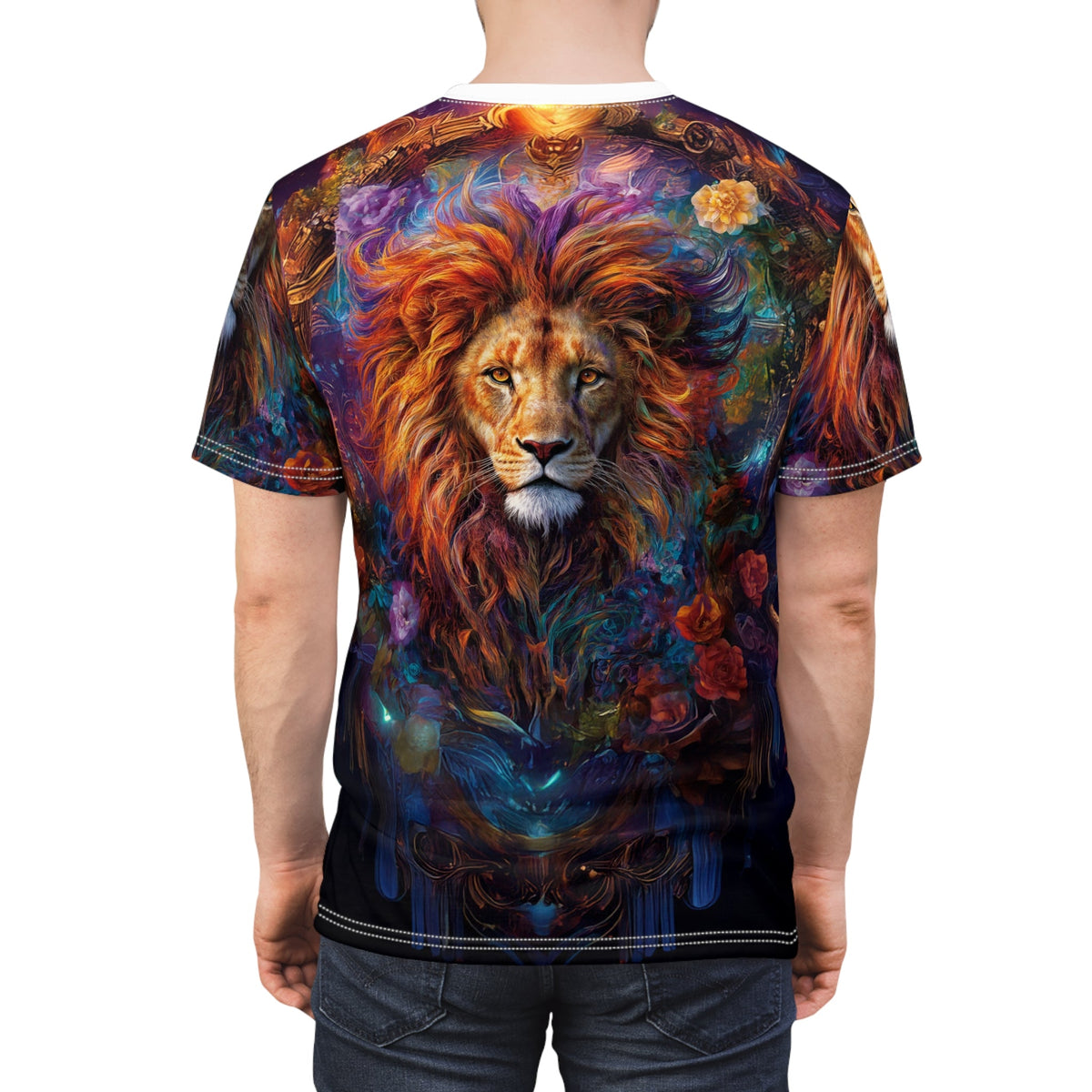 🌺 Floral Majesty Lion – Artistic Royal T-Shirt - ART OF ROYALS