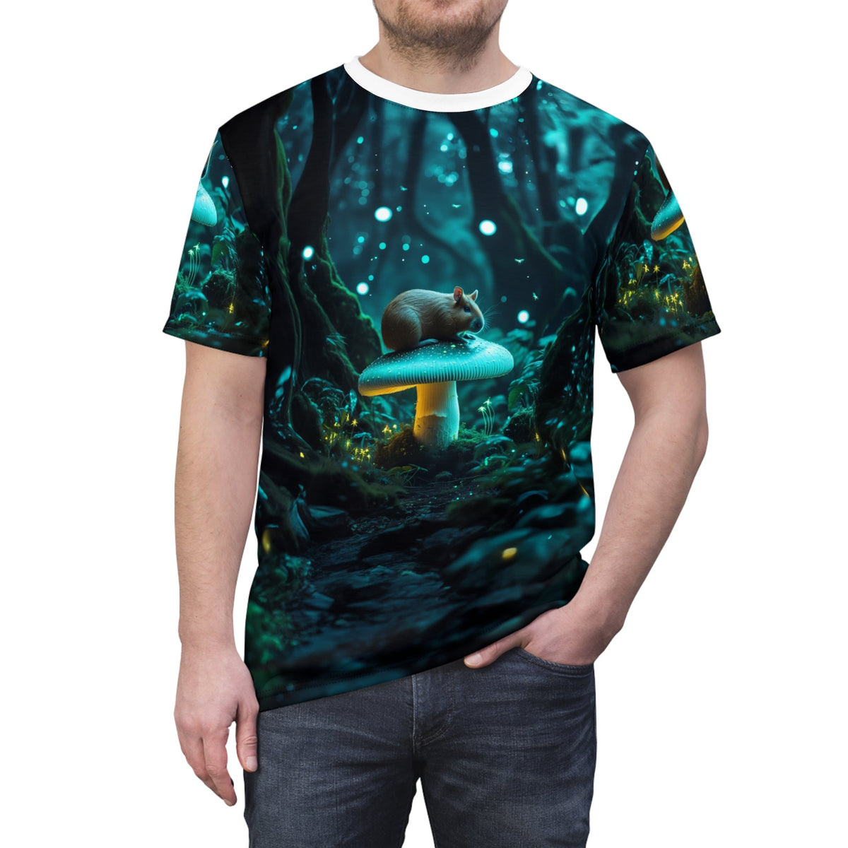 Glow in the Dark Capybara Forest T-Shirt 🍄✨ - ART OF ROYALS