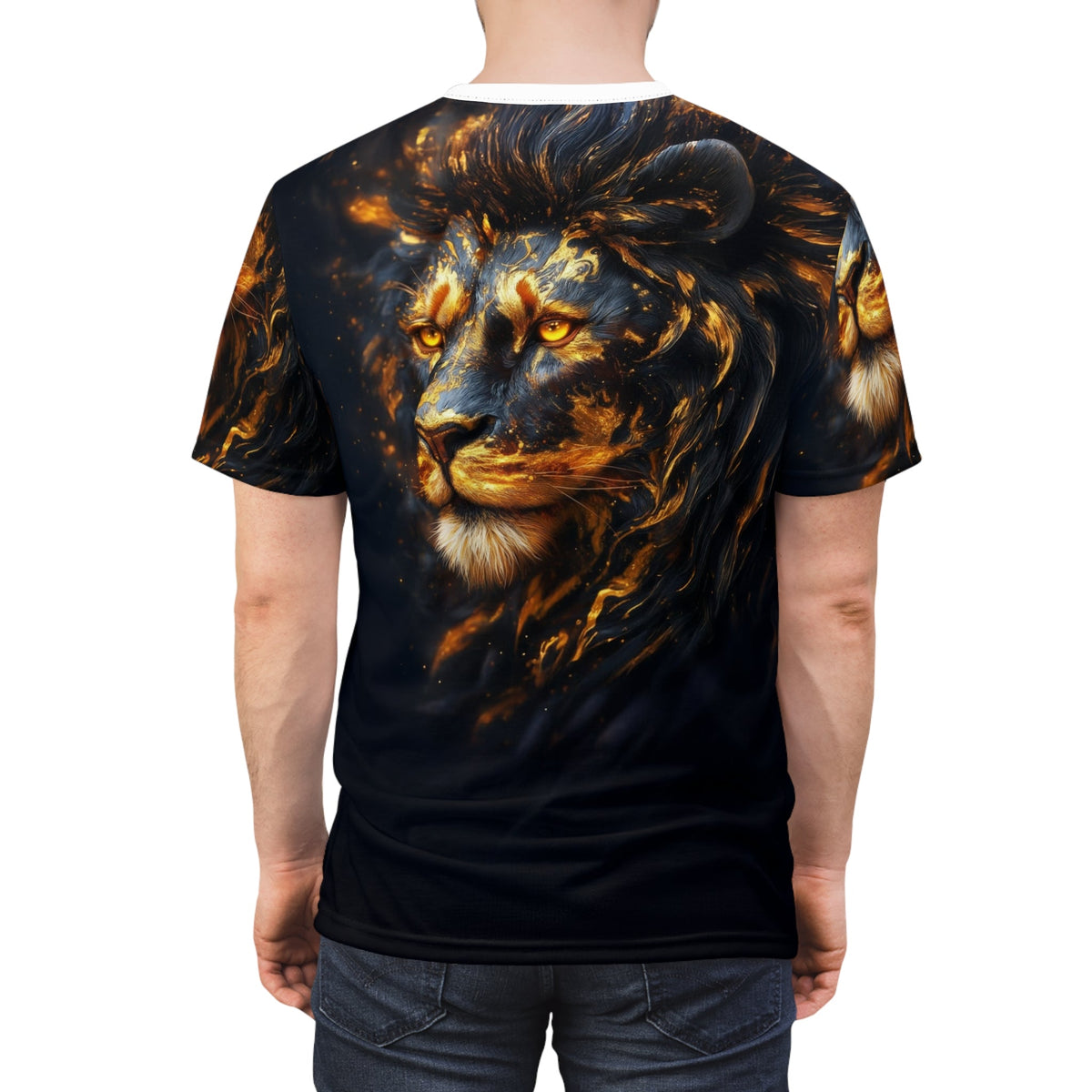 🔥 Golden Flame Lion – Regal Power T-Shirt - ART OF ROYALS