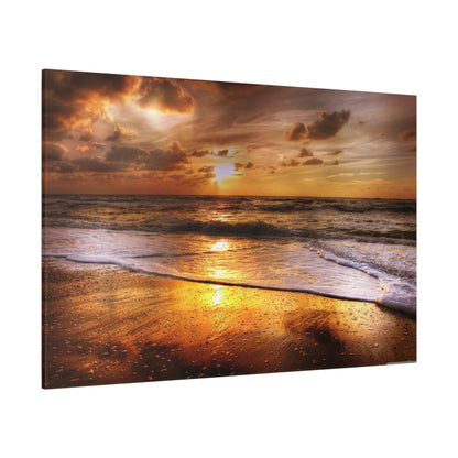 Golden Horizon – Tranquil Sunset Over the Shore - ART OF ROYALS