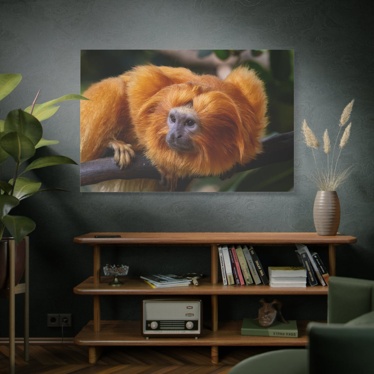 Golden Lion Tamarin Canvas Wall Art – Exotic Wildlife Elegance - ART OF ROYALS