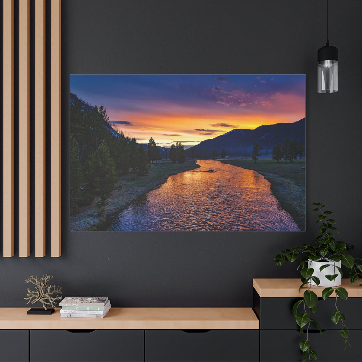 Golden River Sunset – Nature’s Majestic Glow - ART OF ROYALS