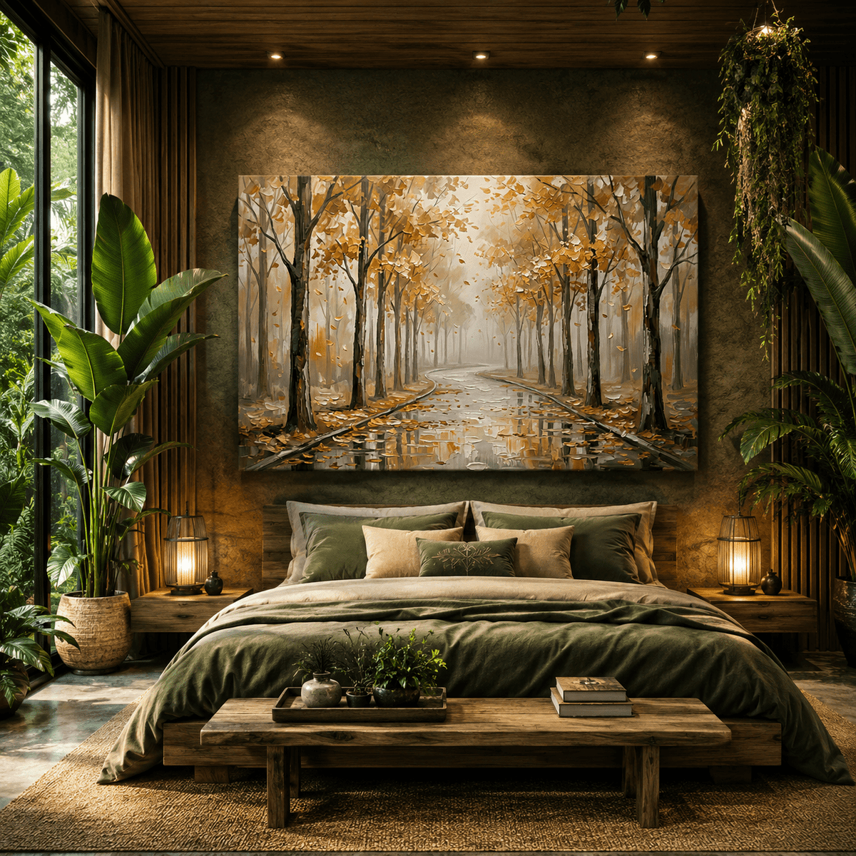 Golden Silence Autumn Forest Canvas Wall Art – Misty Nature Landscape Decor for Peaceful Interiors - ART OF ROYALS