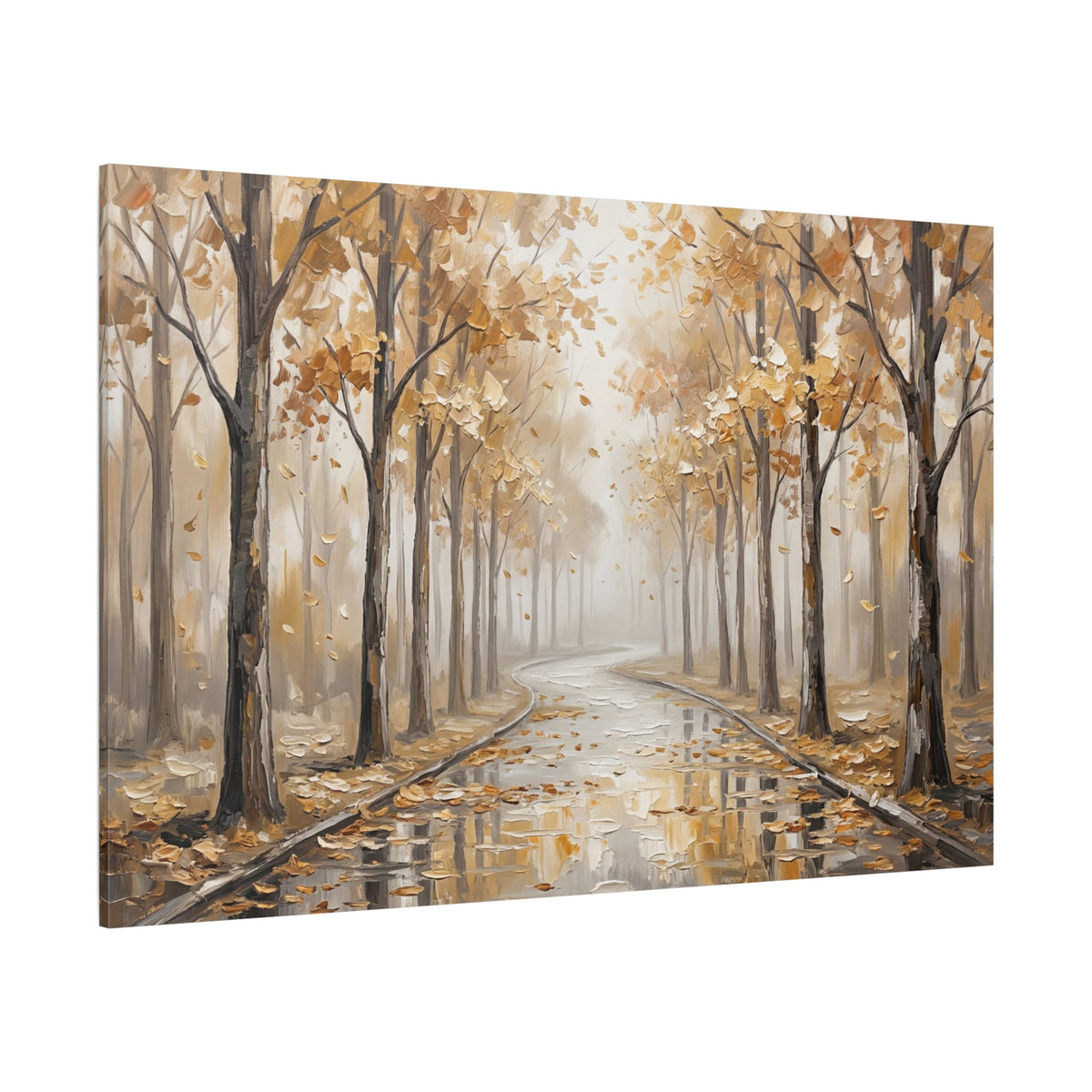 Golden Silence Autumn Forest Canvas Wall Art – Misty Nature Landscape Decor for Peaceful Interiors - ART OF ROYALS