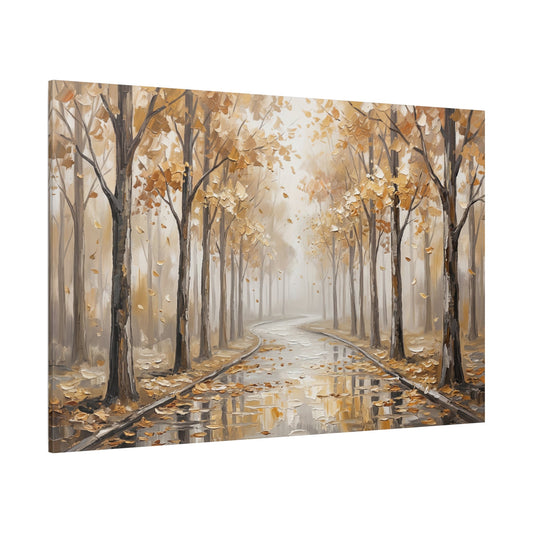 Golden Silence Autumn Forest Canvas Wall Art – Misty Nature Landscape Decor for Peaceful Interiors - ART OF ROYALS