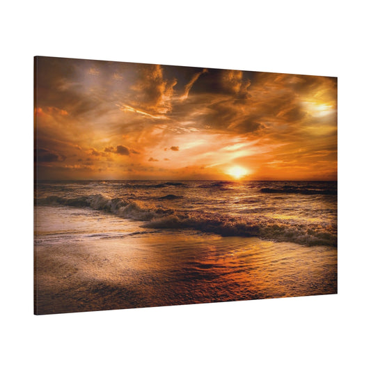 Golden Sunset Over Tranquil Beach – Nature’s Evening Symphony - ART OF ROYALS
