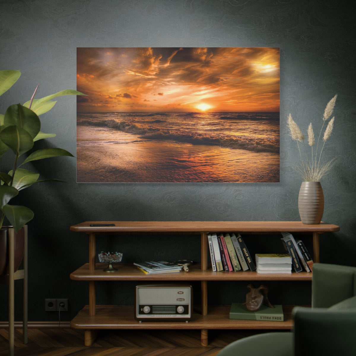 Golden Sunset Over Tranquil Beach – Nature’s Evening Symphony - ART OF ROYALS