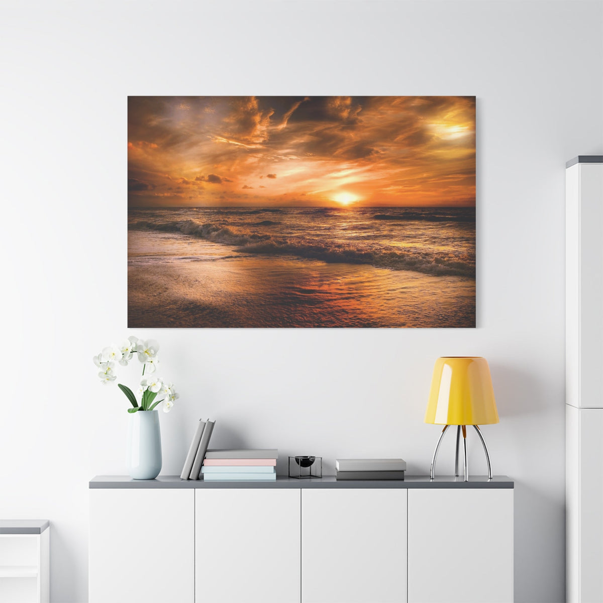 Golden Sunset Over Tranquil Beach – Nature’s Evening Symphony - ART OF ROYALS