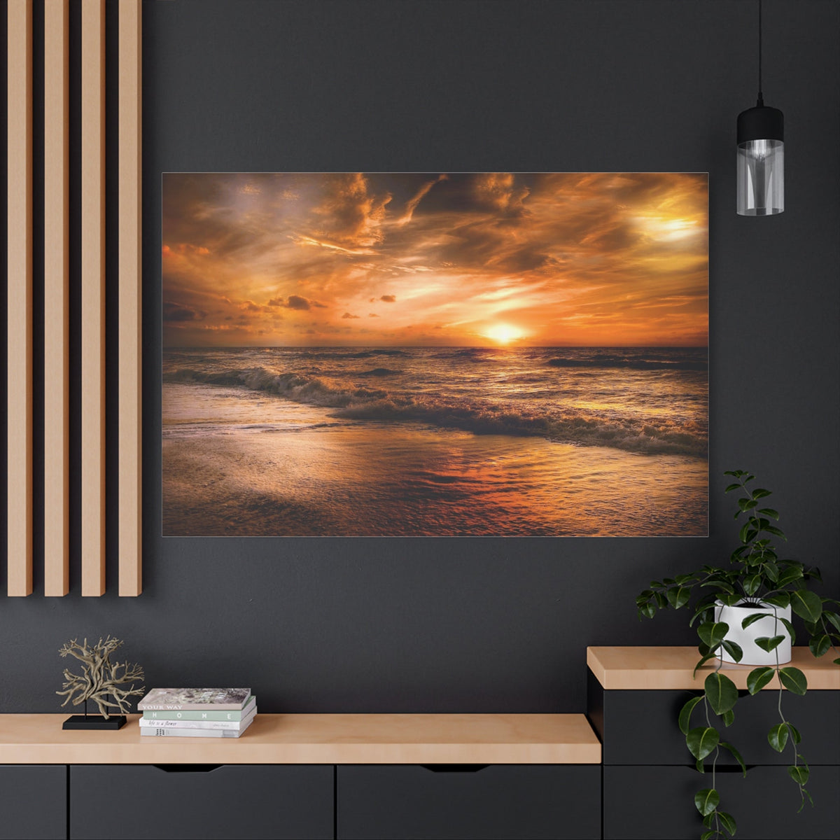 Golden Sunset Over Tranquil Beach – Nature’s Evening Symphony - ART OF ROYALS