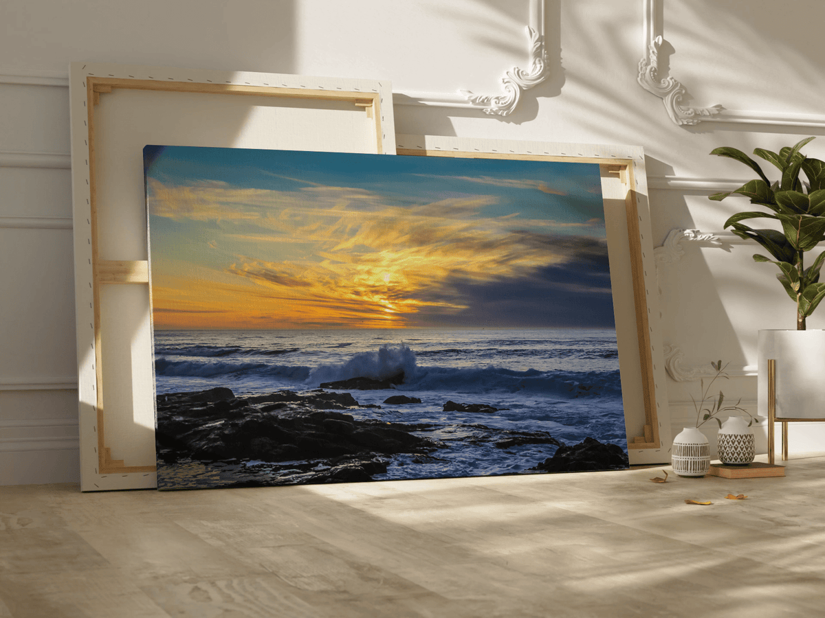 Golden Sunset Over Tranquil Beach – Nature’s Serenity - ART OF ROYALS