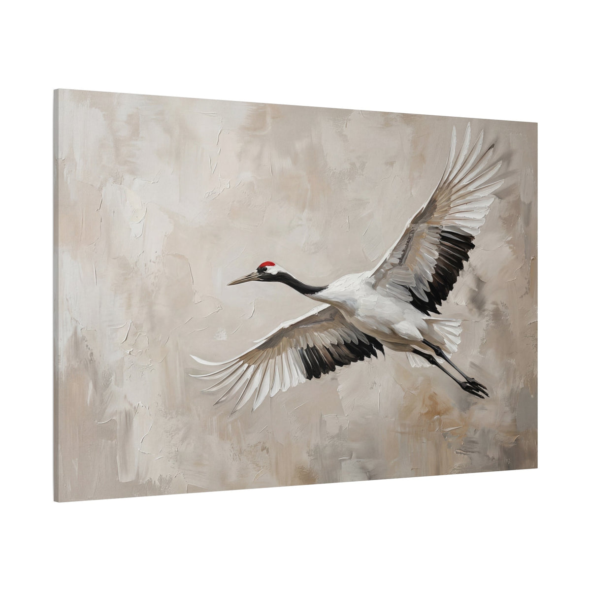 Grace in Flight Elegant Crane Bird Canvas Wall Art – Minimalist Zen Nature Decor - ART OF ROYALS