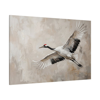 Grace in Flight Elegant Crane Bird Canvas Wall Art – Minimalist Zen Nature Decor - ART OF ROYALS