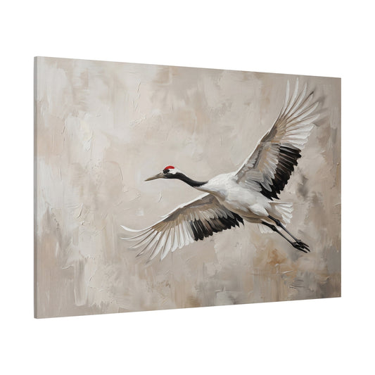 Grace in Flight Elegant Crane Bird Canvas Wall Art – Minimalist Zen Nature Decor - ART OF ROYALS