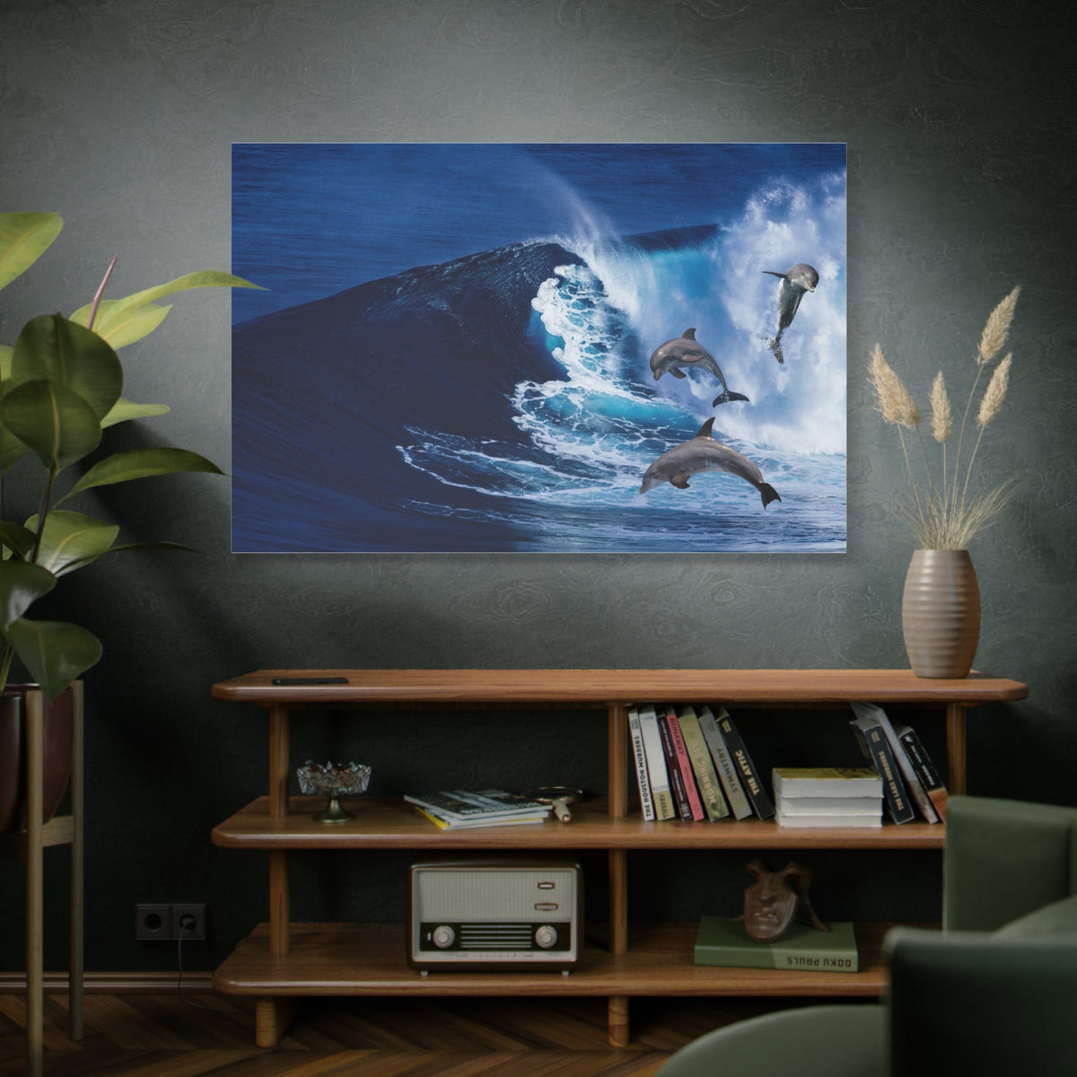 Graceful Dolphins Dancing with the Waves – Ocean’s Harmony - ART OF ROYALS