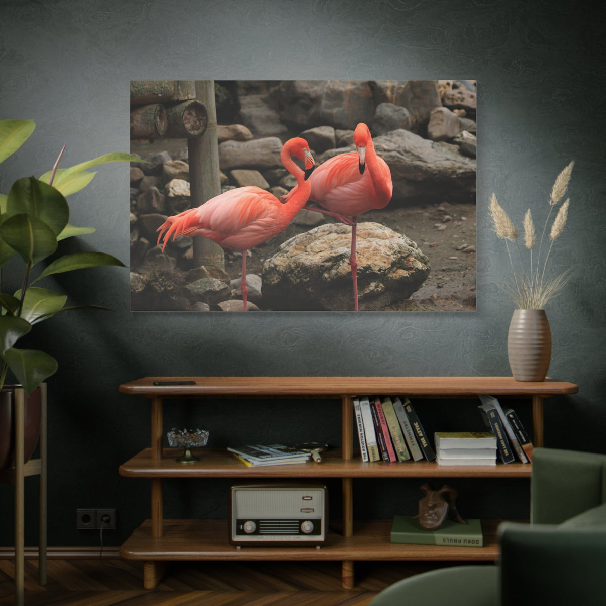 Graceful Pink Flamingo Canvas Wall Art – Tropical Elegance - ART OF ROYALS