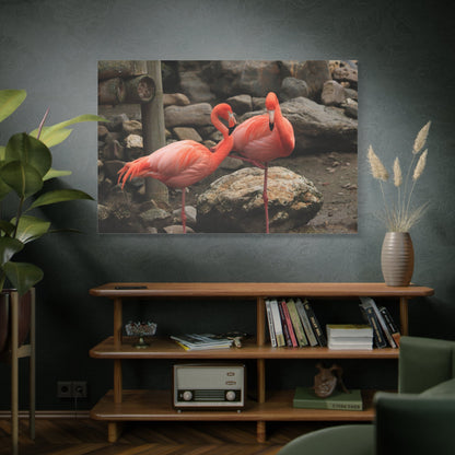 Graceful Pink Flamingo Canvas Wall Art – Tropical Elegance - ART OF ROYALS
