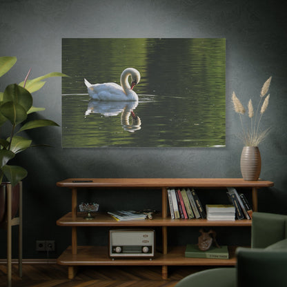 Graceful Swan Reflection Canvas Wall Art – Tranquil Elegance - ART OF ROYALS