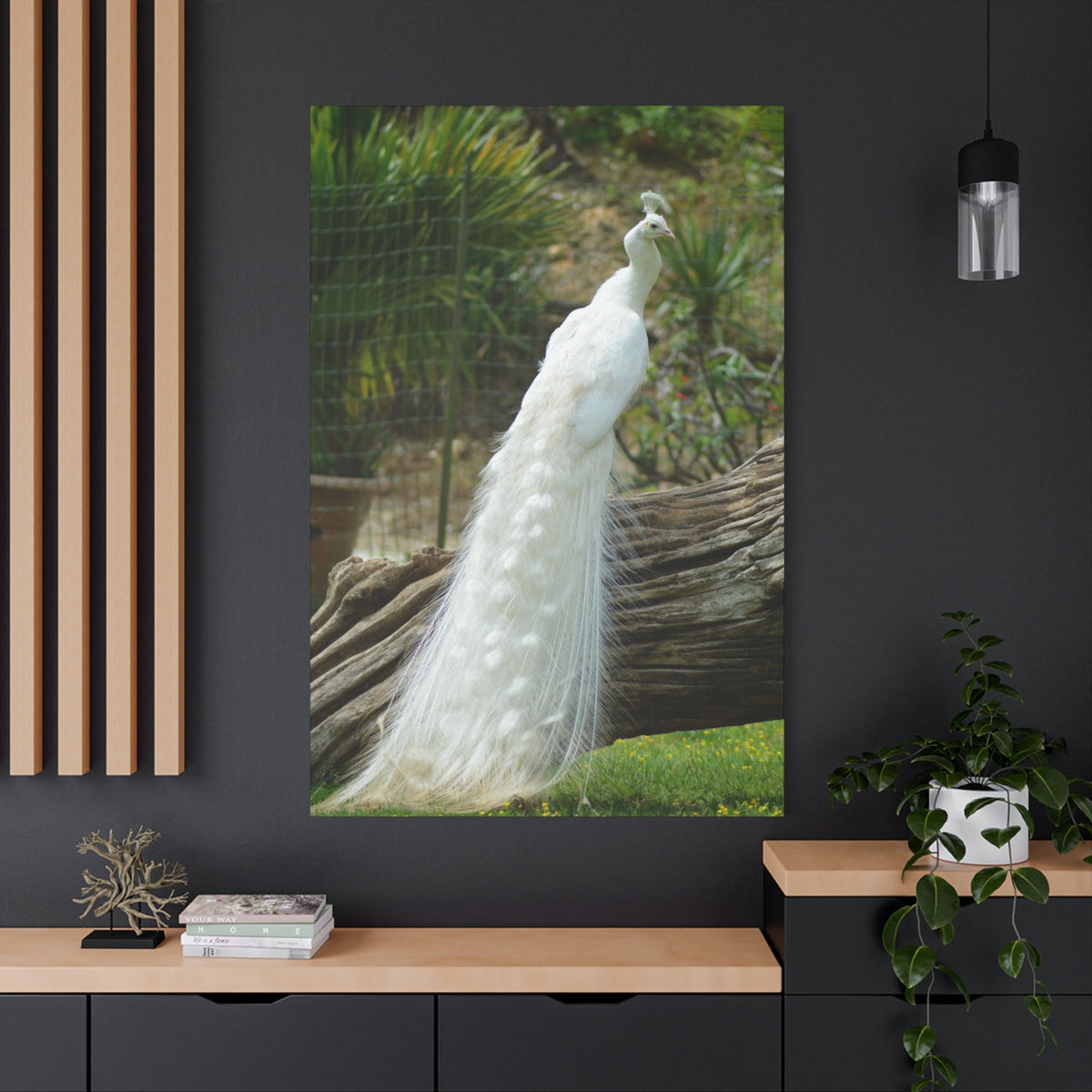 Graceful White Peacock Canvas Wall Art – Elegant Wildlife Decor for Sophisticated Spaces - ART OF ROYALS