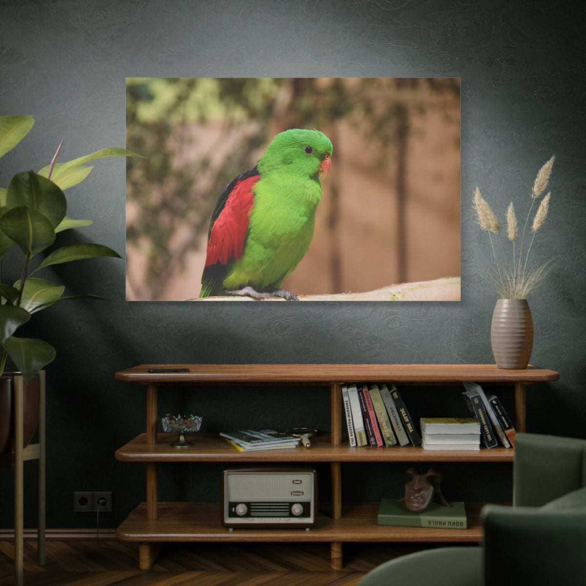 Green Parakeet Canvas Wall Art - ART OF ROYALS