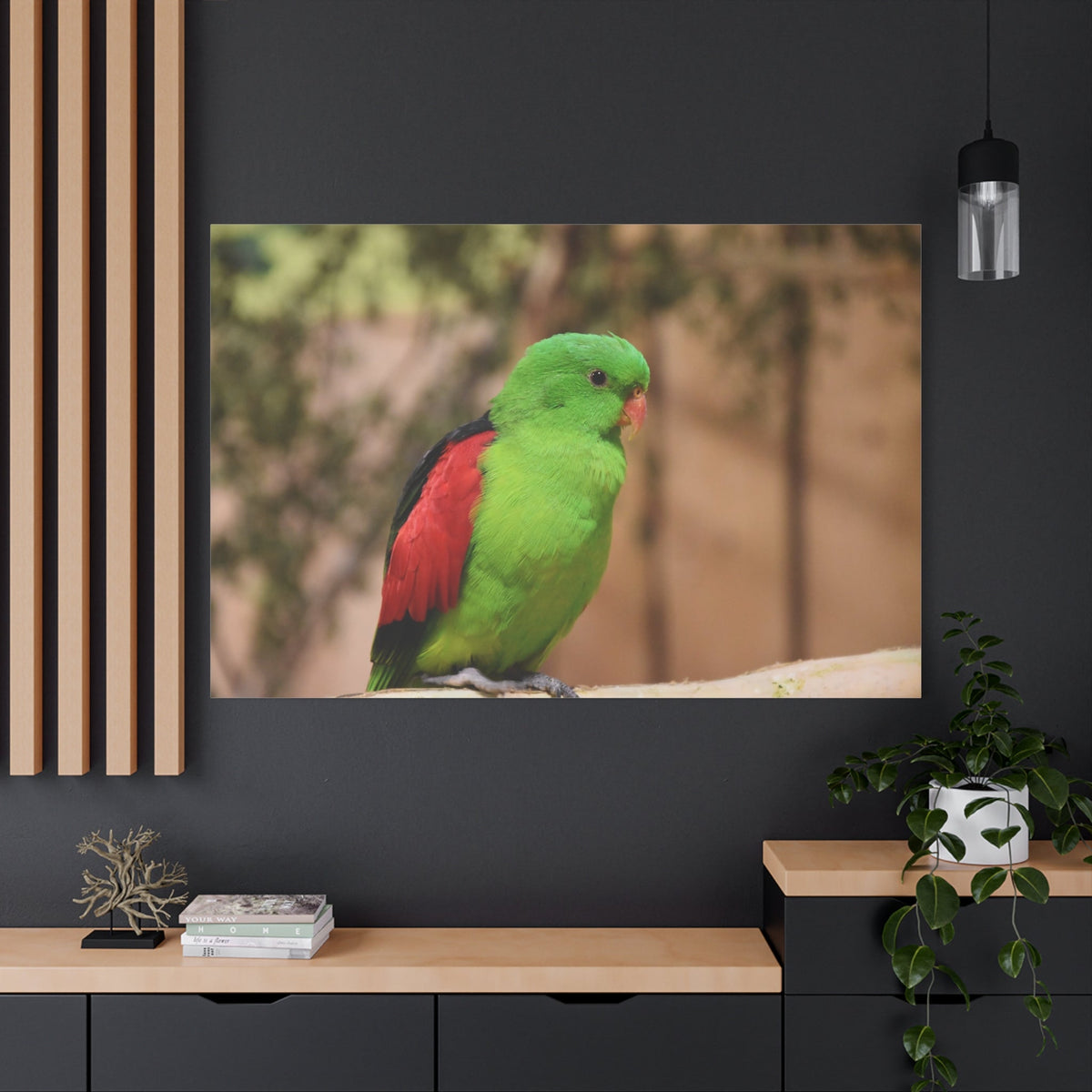 Green Parakeet Canvas Wall Art - ART OF ROYALS