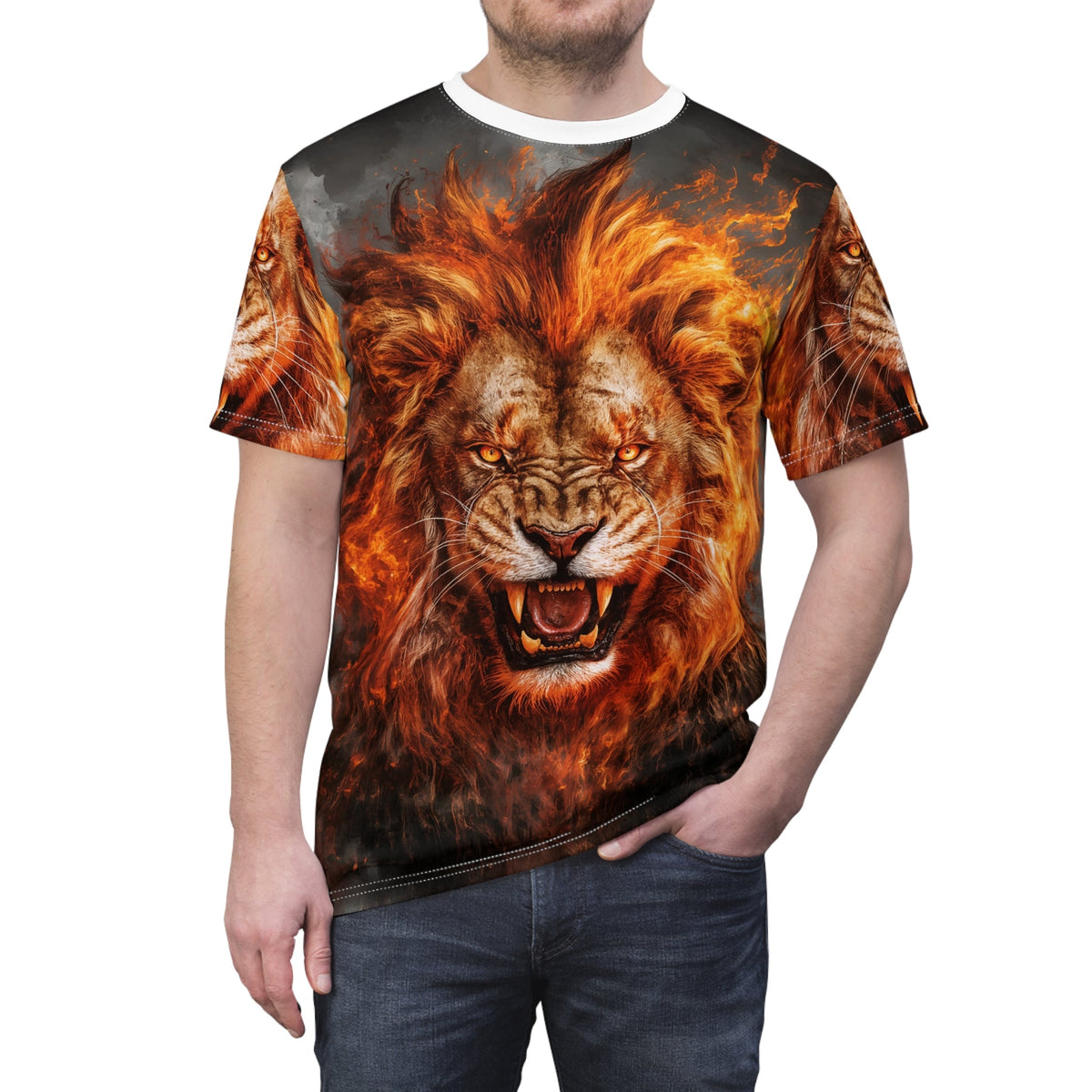 🔥 Inferno King Lion – Fire Fury T-Shirt - ART OF ROYALS