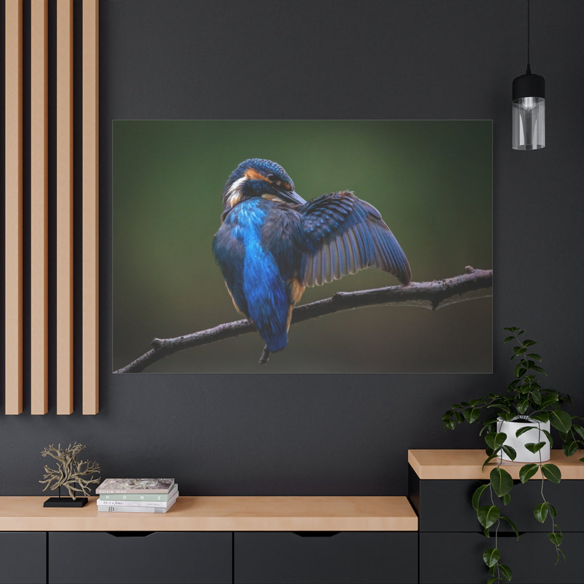Kingfisher Portrait Canvas Wall Art – Vibrant Wildlife Charm - ART OF ROYALS