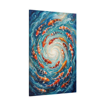 Koi Harmony Spiral Vibrant Koi Fish Canvas Wall Art – Zen Inspired Watercolor Decor - ART OF ROYALS