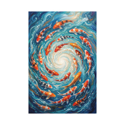 Koi Harmony Spiral Vibrant Koi Fish Canvas Wall Art – Zen Inspired Watercolor Decor - ART OF ROYALS