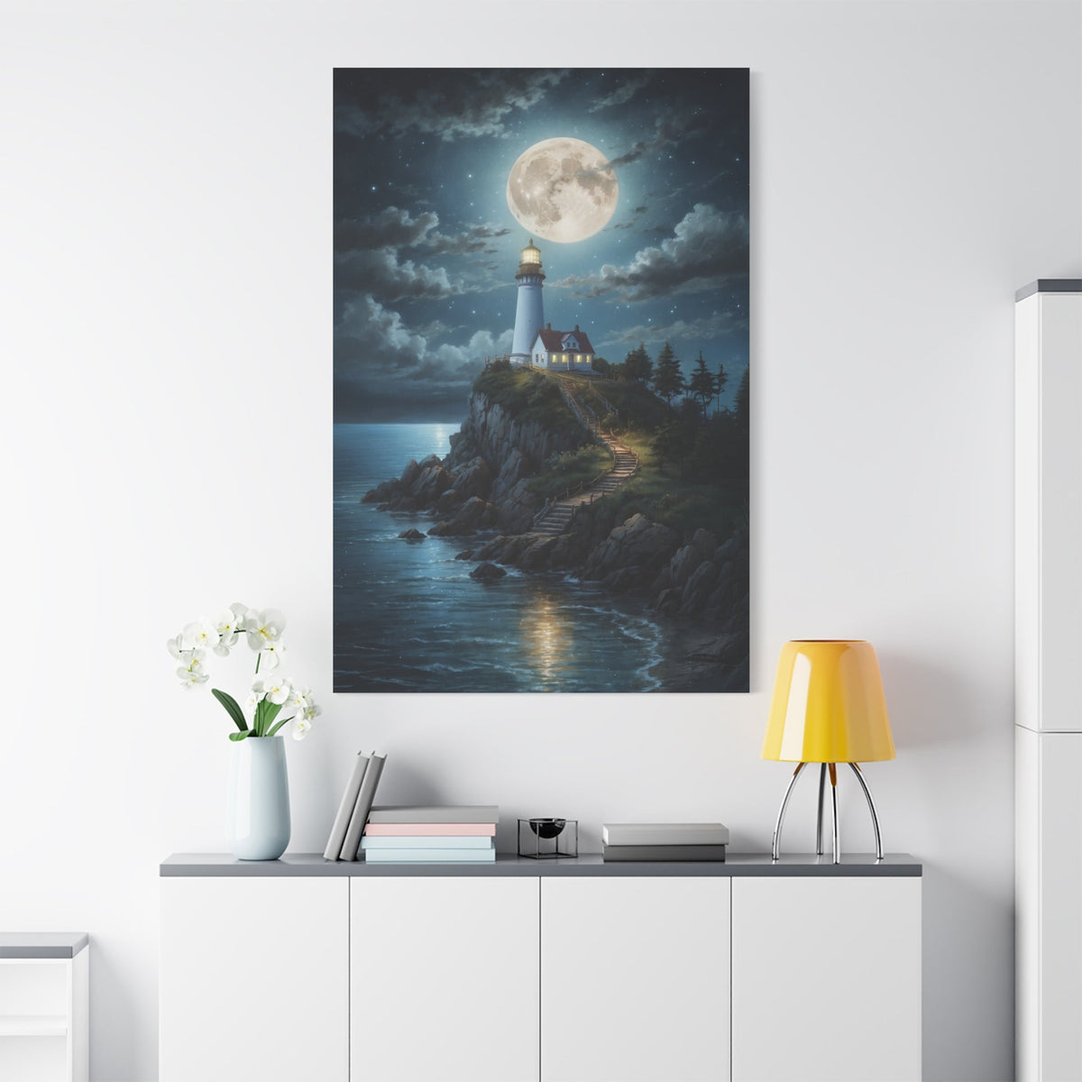 Lighthouse Under the Moon – A Beacon’s Duty - ART OF ROYALS