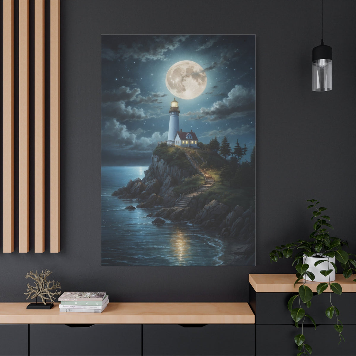Lighthouse Under the Moon – A Beacon’s Duty - ART OF ROYALS