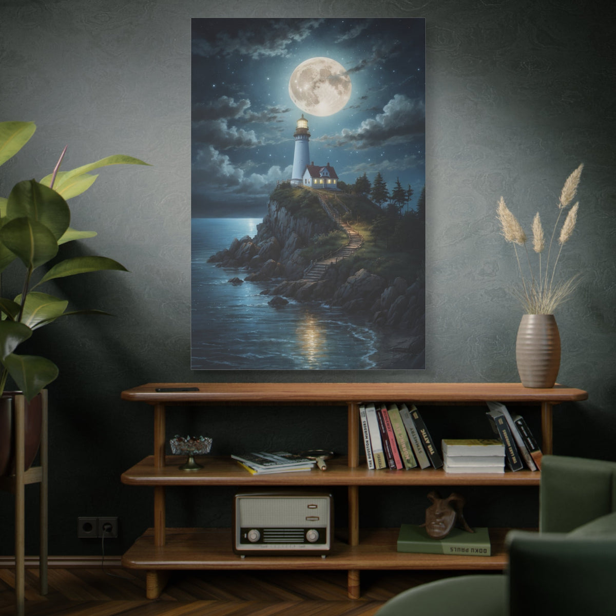 Lighthouse Under the Moon – A Beacon’s Duty - ART OF ROYALS