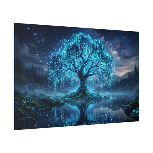 Luminous Spirit Tree Canvas Wall Art – Fantasy Night Landscape Decor for Dreamy Interiors - ART OF ROYALS
