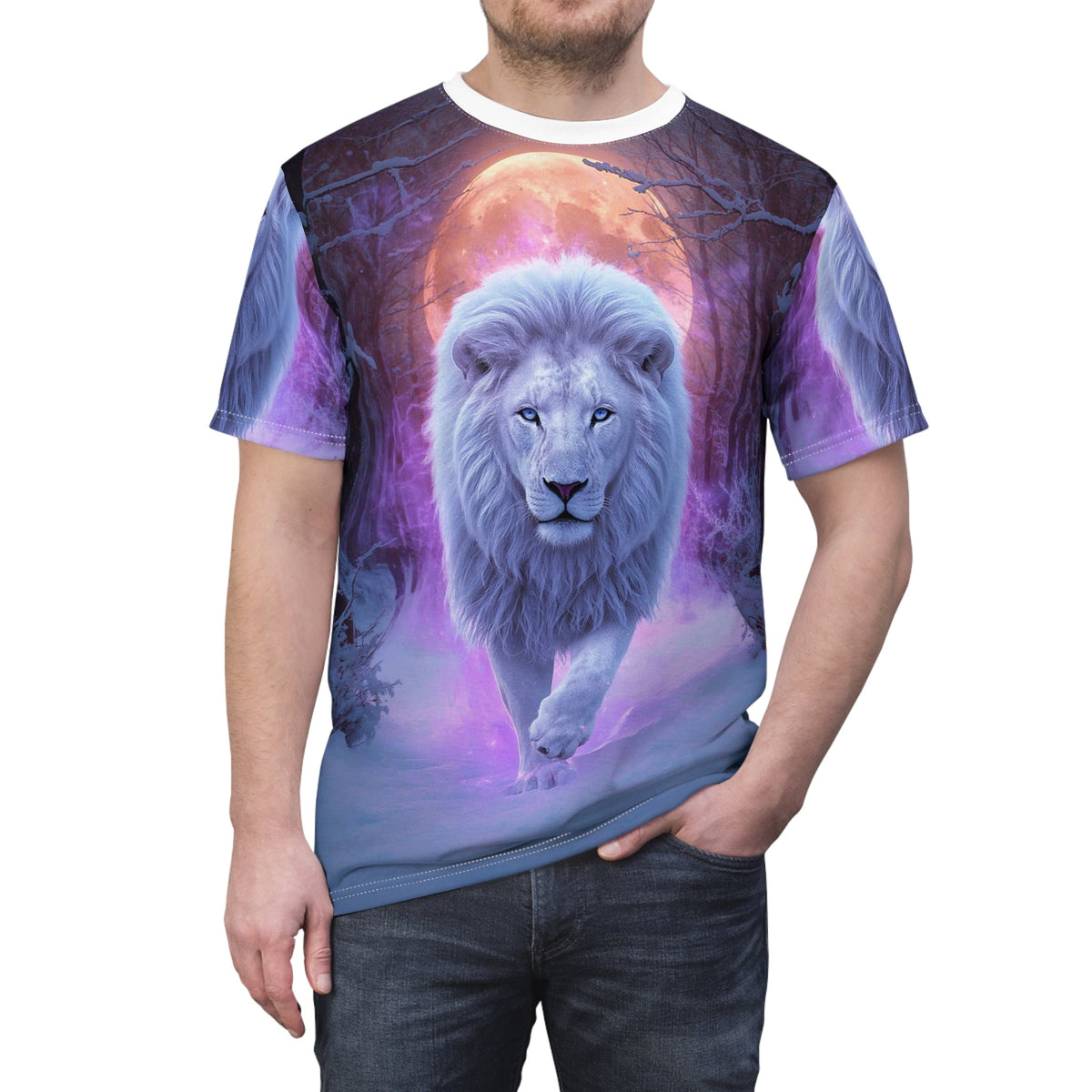 ❄️ Lunar Frost Lion – Celestial Ice King T-Shirt - ART OF ROYALS
