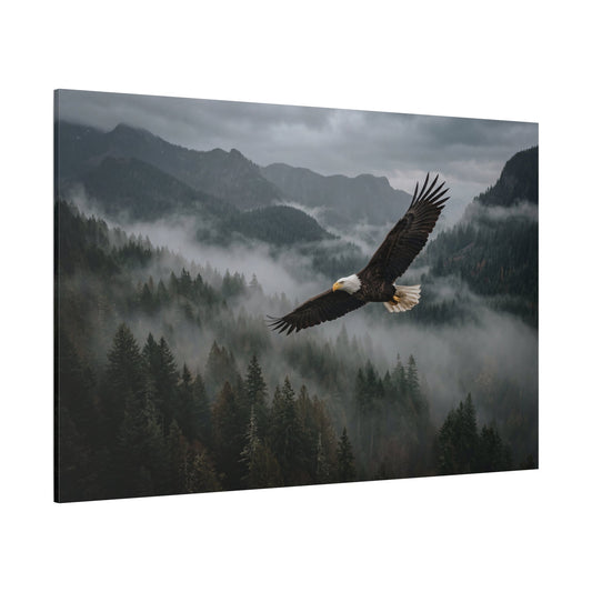 Majestic Bald Eagle Canvas Wall Art – Misty Mountain Forest Wildlife Decor - ART OF ROYALS