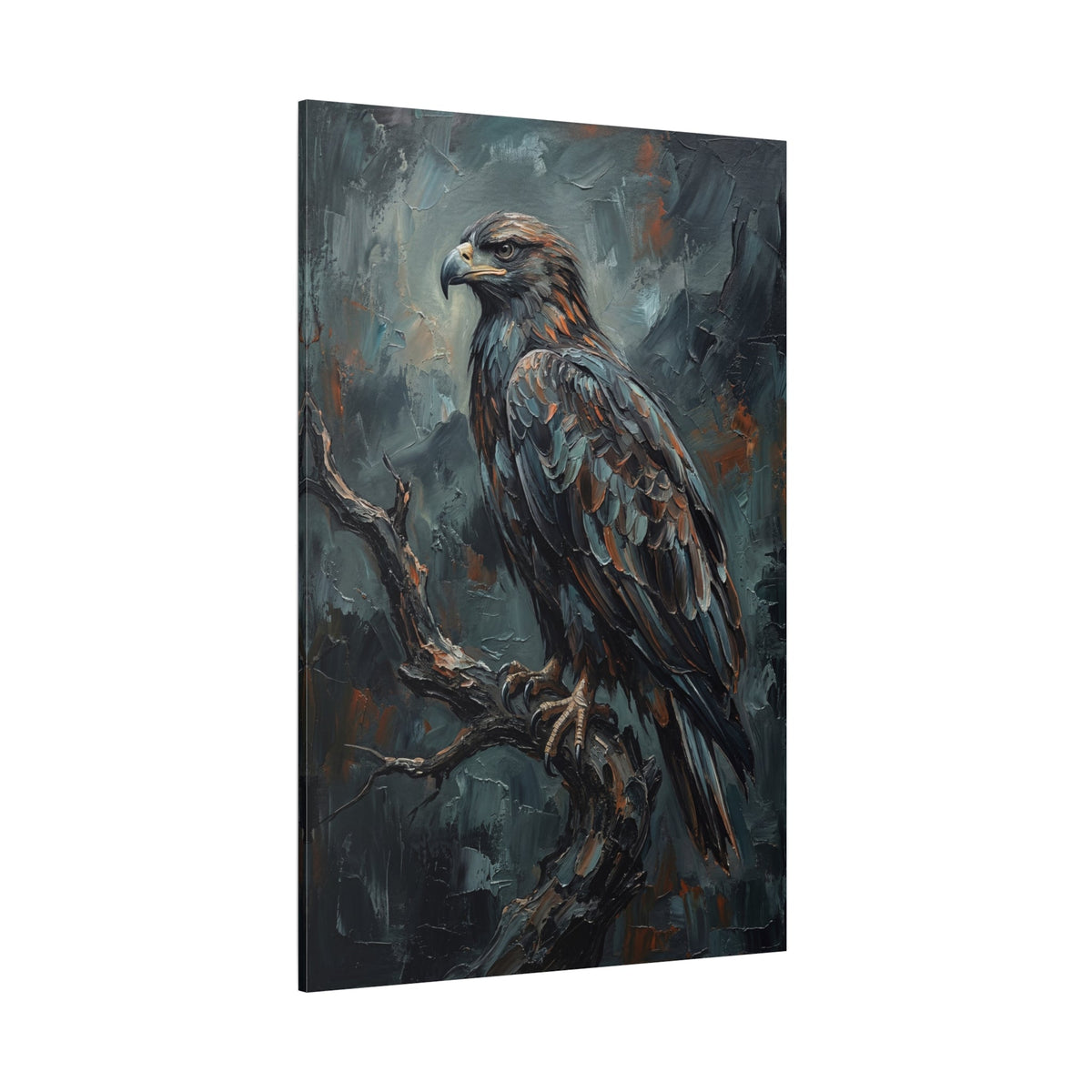 Majestic Eagle Canvas Wall Art – Moody Wildlife Bird Painting for Modern Rustic Decor - ART OF ROYALS